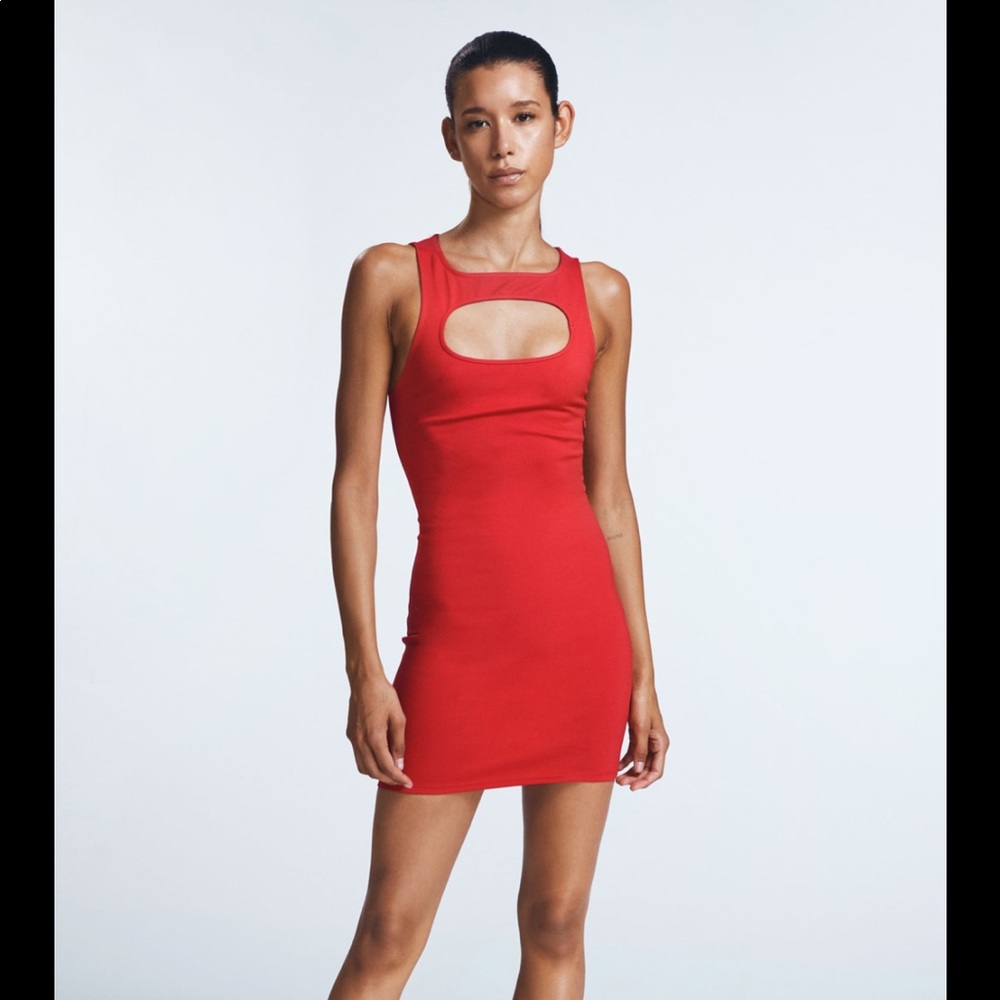 zara red mini dress